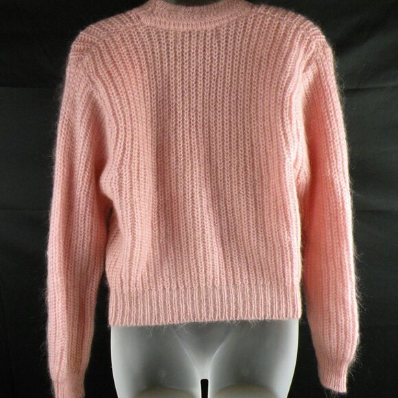 80s SK & Company Mohair Blend Crossover 2 Button Knit Cropped Cardigan Sweater M - Picture 3 of 5